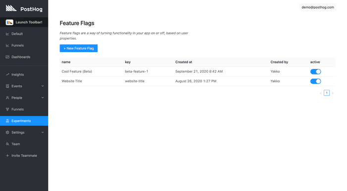 Feature Flags Page